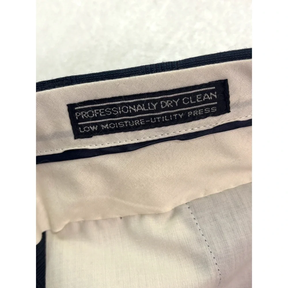 vtg 90s Navy Blue Glen Plaid 36x30 Dress Suit Pants 100% Wool Trouser Wide Leg‎